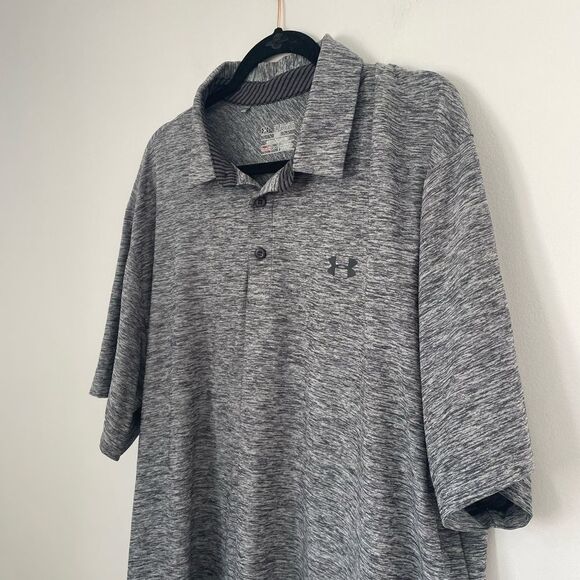 Under Armour men’s Heathered gray short sleeve polo size loose fit 2X  - Picture 3 of 6